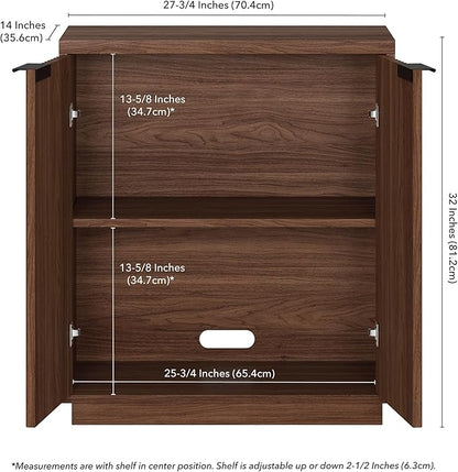 Henn&Hart 28" Fluted Wooden Accent Cabinet, Modern Ribbed Sideboard Buffet Cabinet with 2 Doors and an Adjustable Shelf for Living Room, Dining Room, Bedroom or Entryway, Satin Walnut