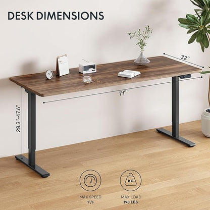 FLEXISPOT 79x32 Inch Large Dual Motor Electric Standing Desk, Black Walnut - 198 lbs Heavy-Duty Capacity, Ideal for Home Office, Creative Studio, or Multi-Monitor Setup