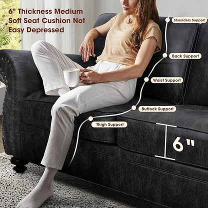Living Room Furniture Sets,Sofa Sets and Couch Sets for Living Room,Mid-Century Vintage Sofa Couches with Rivet Design (Grey, 2 Loveseat+3 Seater)