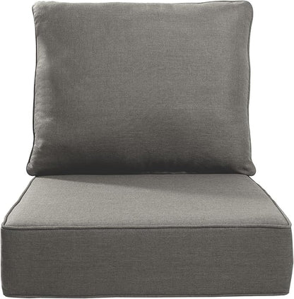 Luxury 24x24x6 Inch Outdoor Cushions - Water&UV&Fade Resistant 1 Set Patio Replacement Seat Cushion for Rattan Mental Wicker Dining Rocking Swivel Chairs Loveseat Couch Sectional Sofa - Grey