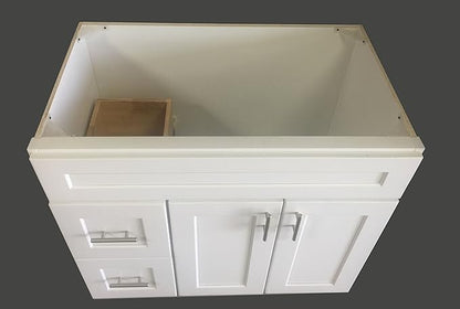 White Shaker Single-sink Bathroom Vanity Base Cabinet 36" Wide x 21" Deep WS-V3621D