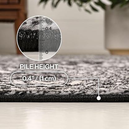 JONATHAN Y Vintage Medallion Indoor Area Rug Black 4X6, Modern Boho for Living Room, Bedroom, Kitchen, Office, Easy-Cleaning, High Traffic, Pet-Friendly, Non-Shedding MDP100D-4