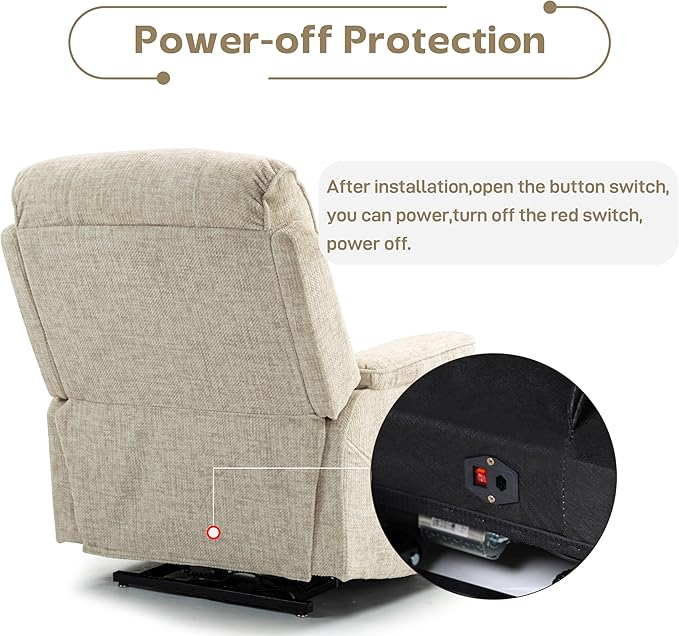 Power Lift Recliners Chairs for Elderly Adults Lay Flat Recliner with Heat & Massage, Wireless Charging Device, USB Ports, Cup Holder, Lumbar Pillow, 400Lbs (Velvet Fibric,Beige)