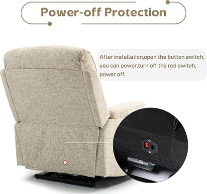 Power Lift Recliners Chairs for Elderly Adults Lay Flat Recliner with Heat & Massage, Wireless Charging Device, USB Ports, Cup Holder, Lumbar Pillow, 400Lbs (Velvet Fibric,Beige)