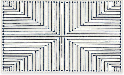 RUGGABLE x Jonathan Adler Machine Washable Modern Area Rug – Inkdrop Slate Blue 3x5, Stain-Resistant, Non-Slip – Small Rugs for Living Room, Bedroom, Hallway, Entryway & Office–with Standard Pad