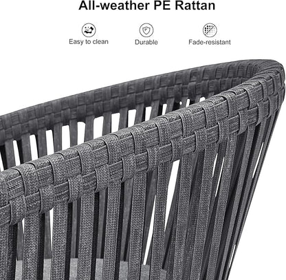 PURPLE LEAF 9 Pieces Outdoor Dining Set with Patio Aluminium Square Dining Table and Wicker Rattan Chairs Modern Furniture Cushions Sets for Backyard Indoor Decor Kitchen Grey