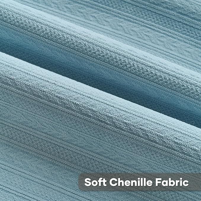 FUTEI Denim Blue Decorative Throw Pillow Covers 20x20 Inch Set of 2,Soft Cozy Wheat Ear Striped Patterns Cushion Cases,Modern Home Decor for Couch Bed Living Room