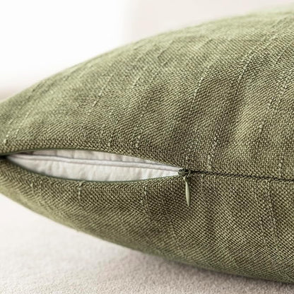 Foindtower Pack of 2 Soft Textured Chenille Throw Decorative Pillow Covers Square Accent Solid Cushion Cover Cozy Neutral Farmhouse Pillow Case for Couch Sofa Bedroom Living Room 24x24 Inch,Sage Green