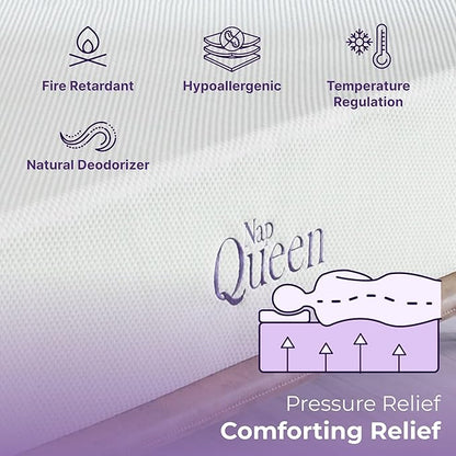 NapQueen Queen Mattress, 6 Inch Charcoal Memory Foam Mattress, Queen Bed Mattress in a Box, CertiPUR-US Certified, Medium Firm, Breathable Soft Fabric Cover