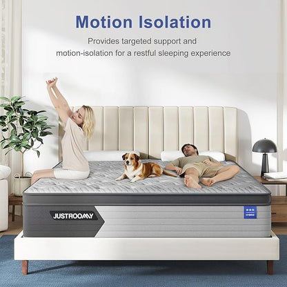 Firm King Size Mattress 14 Inch Hybrid King Mattress with Gel Memory Foam-Cooling Ice Silk Top, Support&Back Pain Relief, Individual Pocket Spring, CertiPUR-US Certified Mattress in a Box
