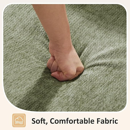 VANOMi 6 Seat Cloud Couches for Living Room with 2 Ottomans, 118" Convertible Modular Sectional Sofa Bed, Comfy Chenille Sofas & Couches for Living Room, Apartment, Office, Olive Green, Large Sofa Bed