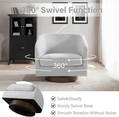Lumibee Swivel Accent Chairs Set of 2, Chenille Fabric Swivel Barrel Chairs for Living Room, Modern Comfy Upholstered Round Armchairs Single Sofa Chairs for Bedroom, Club-Bright Gray