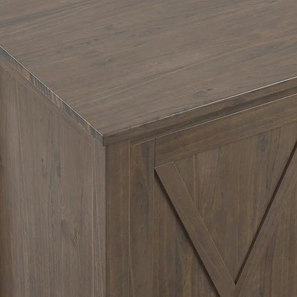 SIMPLIHOME Ela Solid Wood and Pine 54 inch x 18 inch Rectangle Transitional Sideboard with Wine Storage in Smoky Brown for The Dining Room and Kitchen