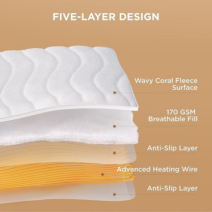 Bedsure Heated Mattress Pad Twin - Bed Warmer with Memory & Preheat Functions, 12-Hour Auto Off & 10 Heat Settings, Single Controller, Fast Heating, Coral Fleece Electric Mattress Pad Twin, 39"x75"