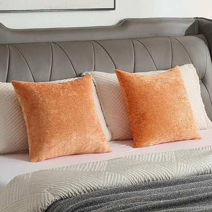 FUTEI Orange Flannel Throw Pillow Covers 12x20 Inch Set of 2,Soft Dimensional Textured Lumbar Pillow Cases,Modern Home Decor for Couch Living Room