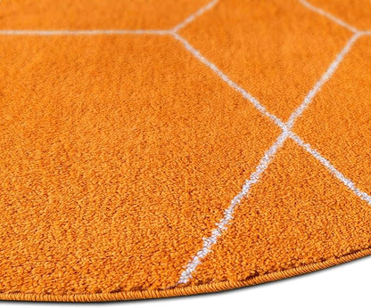 Unique Loom Trellis Frieze Collection Area Rug - Geometric (8' Round, Orange/ Ivory)