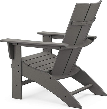 POLYWOOD Modern Curveback Adirondack Chair, Sand - Heavy Duty HDPE Outdoor Furniture - Bonfire Fire Pit Seating - Classic Wooden Style Patio, Lawn, Deck, Dock & Lake Chairs