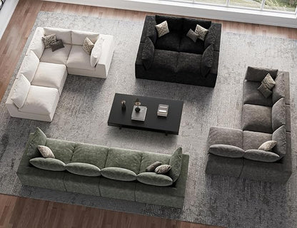 120" Cloud Sectional Couch | Oversize Boneless Couches for Living Room | 4 Seater L-Shape Sofa | Ivory White
