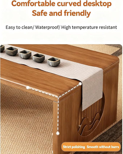 Folding Coffee Table, Foldable Japanese Floor Table No Assembly, Low Coffee Table for Sitting On The Floor, Small Coffee Tables for Living Room Meditation Tea Room Tatami Dining 39.4 Inch