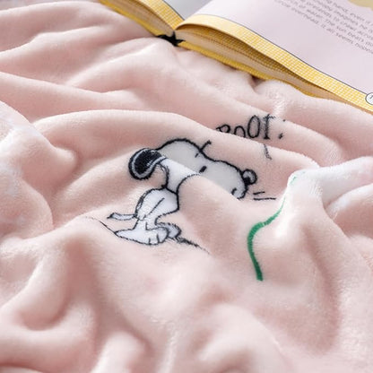 Berkshire Blanket Peanuts® VelvetLoft® Cute Character Snoopy Plush Blanket,Make A Wish Spring Pink,Twin 60 in x 90 in (Official Peanuts® Product)