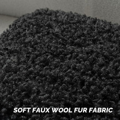 FUTEI Black Decorative Throw Pillow Covers 18x18 Inch Set of 2,Soft Fluffy Faux Wool Fur Boucle Textured Cushion Case,Modern Home Decor for Couch Bed Living Room Office