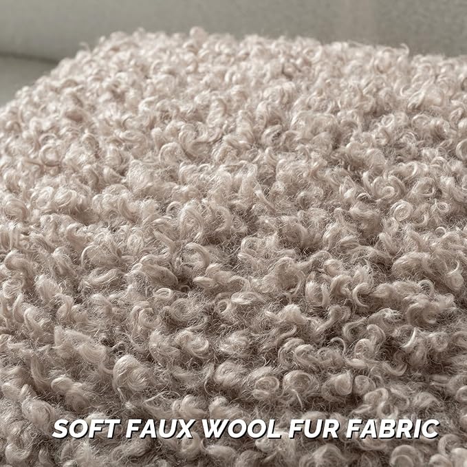FUTEI Khaki Decorative Throw Pillow Covers 20x20 Inch Set of 2,Soft Fluffy Faux Wool Fur Boucle Textured Cushion Case,Modern Home Decor for Couch Bed Living Room Office
