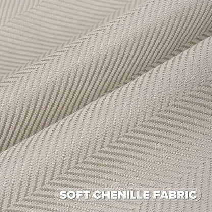 FUTEI Beige Chenille Throw Pillow Covers 22x22 Inch Set of 2,Soft Wide Chevron Textured Cushion Case,Farmhouse Home Decor for Couch Bed Living Room