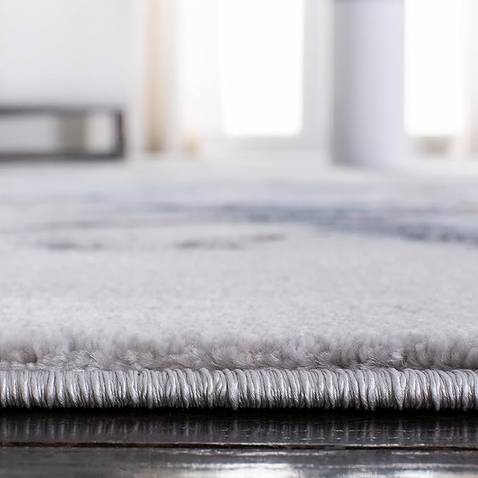 SAFAVIEH Craft Collection Runner Rug - 2'3" x 14', Grey & Blue, Modern Abstract Design, Non-Shedding & Easy Care, Ideal for High Traffic Areas in Living Room, Bedroom (CFT877L)