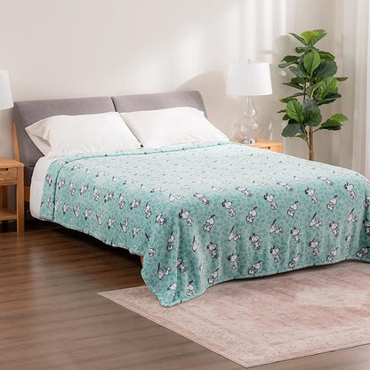Berkshire Blanket Peanuts® VelvetLoft® Cute Character Snoopy Plush Blanket,Snoopy Springtime Floral Dance Large Blue,Twin 60 in x 90 in (Official Peanuts® Product)