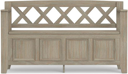 SIMPLIHOME Amherst Entryway Storage Bench - 48 inch Wide Solid Wood Hallway Seat in Distressed Grey, Transitional Bench for Entryway or Living Room with Lift-Up Lid and Spacious Storage