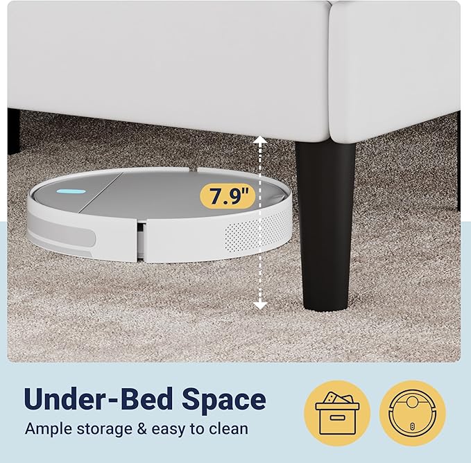 Allewie King Size Velvet Upholstered Bed Frame with Adjustable Headboard, Diamond Tufted Design, Wood Slat Support, Noise-Free EVA Strip, Easy Assembly, White