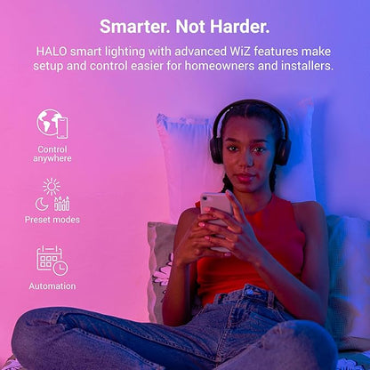 HALO 6” Smart Wi-Fi Slim Canless LED Downlight Powered by WiZ Pro, Dimmable Full Color with Smart Home Integration : HLB6099WZRGBWMWR