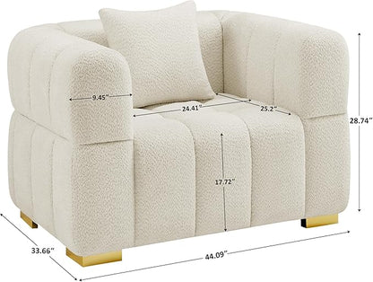 VANOMi Oversized Accent Chairs Set of 2, Boucle Arm Chair with Deep Seat, Oversized Comfy Reading Chair for Living Room, Bedroom, Office, Apartment，White (2 Piece)