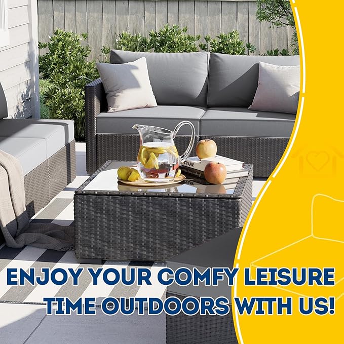 AAAAAcessories Outdoor Deep Seat Cushions, Waterproof, Fade-Resistant Patio Furniture Replacement Cushions, 25.5" x 25.5" x 5" + 25.5" x 13.5", Set of 4, Gray