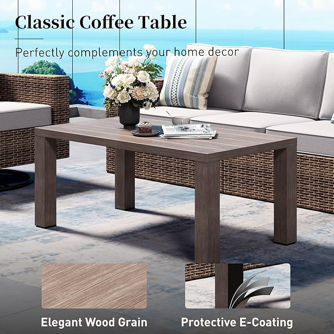 Swivel Glider 4 Piece Patio Furniture Set with Swivel Chairs, Patio Set with 4.92" Extra Wide Armrest, Wicker Patio Furniture with 26.3" Deep Seating and 5.5" Thick Cushions, Grey