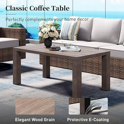 Swivel Glider 4 Piece Patio Furniture Set with Swivel Chairs, Patio Set with 4.92" Extra Wide Armrest, Wicker Patio Furniture with 26.3" Deep Seating and 5.5" Thick Cushions, Grey