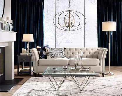 Possini Euro Design Roxie Modern Standing Floor Lamp 65.5" Tall Brushed Nickel Silver Double Layer Sheer Linen Fabric Drum Shade Decor for Living Room Reading House Bedroom Home