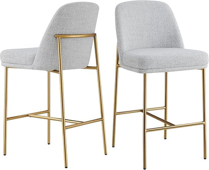 CHITA Counter Height Bar Stools Set of 2, FSC Certified Metal Barstools for Kitchen Island, 27" H Seat Height, Fabric, Light Grey (Multi-Colored)