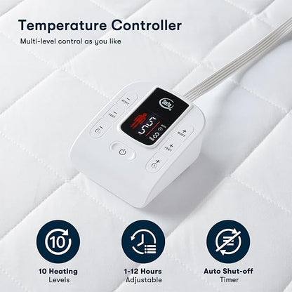 Serta Multi-Zone Heated Mattress Pad – Single Controller for Personalized Body & Foot Warmth, 10 Heat Settings, Auto Shut-Off, Soft Microfiber, Machine Washable, 15" Deep Pocket – Full Size