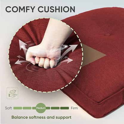 Outdoor Chair Cushion Set of 2, Waterproof Outdoor Seat Cushions 25x22, Patio Chair Cushions for Outdoor Furniture, Couch Cushion Replacement, Include 2 Back & 2 Seat Cushions, Button/Red