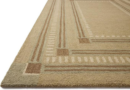 Loloi Chris Loves Julia Alfie Collection ALF-04 Green/Natural 3'-6" x 5'-6" Accent Rug Wool Neutral Living Bedroom Dining Carpet