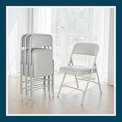 OEF Furnishings OEF1200 Series Premium Heavy Duty Vinyl Padded Folding Chairs, Commercial Grade 500 lb Capacity (4-Pack, Warm Gray)