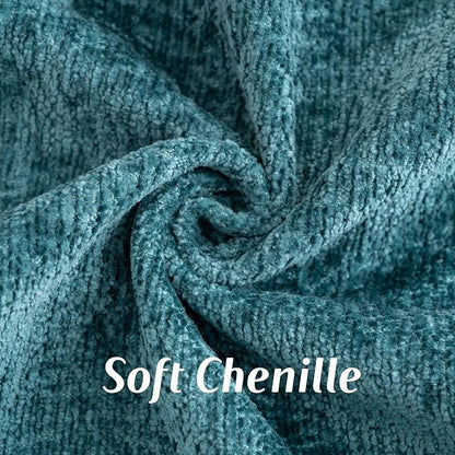 FUTEI Teal Chenille Throw Pillow Covers 26x26 Inch Set of 2,Soft Cozy Bound Edge Design Euro Pillow Sham,Home Decor for Couch Bed Living Room