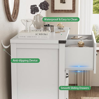 Dresser for Bedroom with 6 Drawers, 49" Tall Wood Chest of Drawers with Deep Drawers & Mental Handle, Modern Dresser TV Stand, Wooden Closet Storage Organizer for Living Room, Hallway, Entryway, White