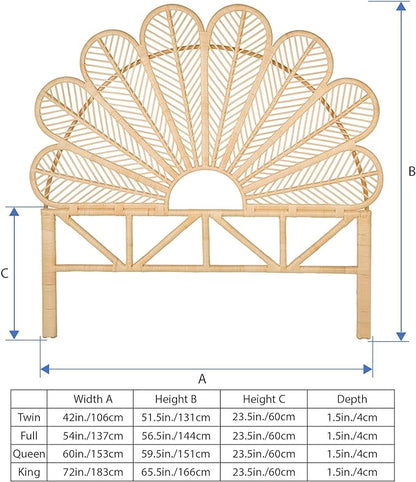 KOUBOO Rattan Petal Headboard, California King, Natural
