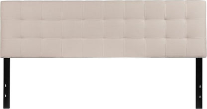 EMMA + OLIVER Quilted Tufted Upholstered King Size Headboard in Beige Fabric