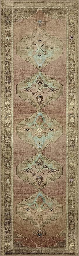 Loloi Magnolia Home by Joanna Gaines Sinclair Collection SIN-06 Clay/Tobacco 3'-6" x 5'-6", .25" Pile Height, Machine Washable, Accent Rug