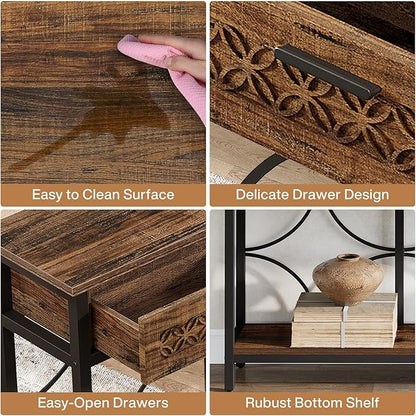 Tribesigns Console Table with Drawers, 70.9-Inch Extra Long Entryway Table with Storage for Entryway, Living Room, Foyer, Unique Design