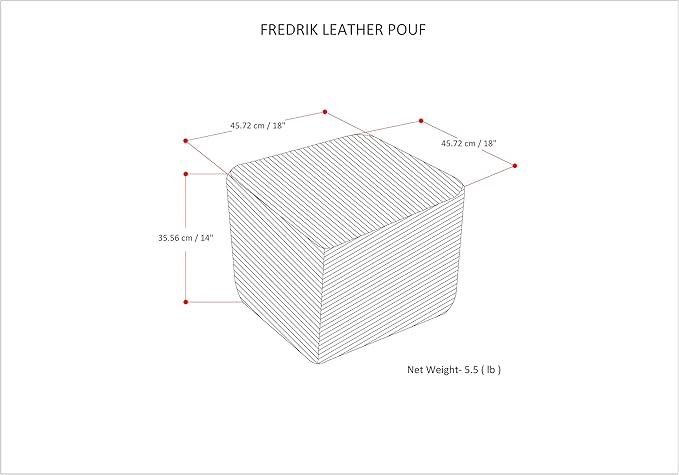 SIMPLIHOME Fredrik Boho Square Pouf in Grey Woven Genuine Leather for the Living Room, Bedroom and Kids Room