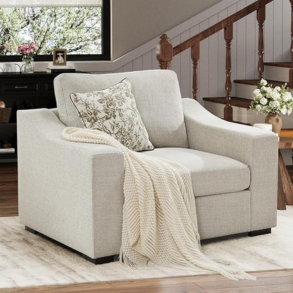 ABCASA 47" W Oversized Accent Chair, Comfy Upholstered Sofa Chair with Large Seat and Wide Armrest, Pet-Friendly Modern Lounge Armchair for Living Room/Apartment/Bedroom, Premium Linen, Oatmeal